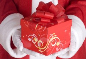 Santa with a present