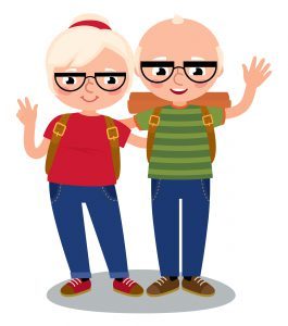 cartoon of an elderly couple
